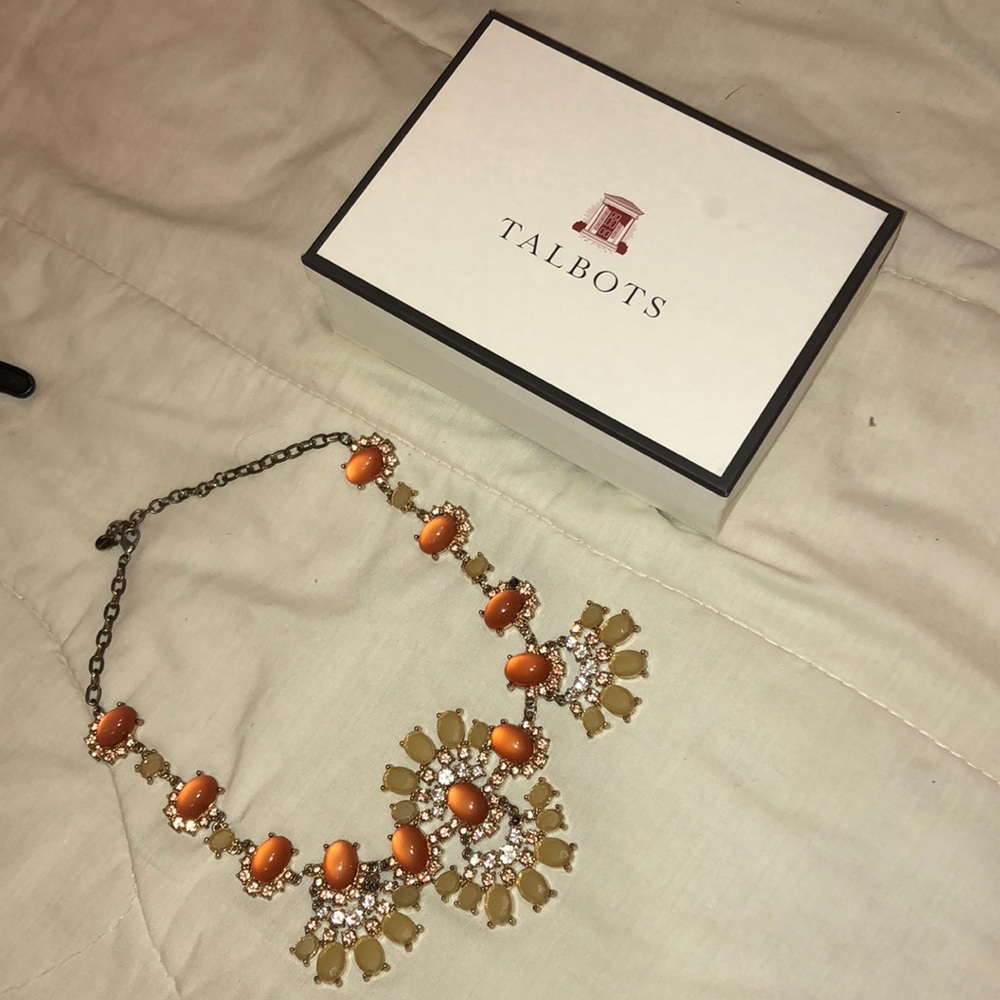 Talbots Orange and Gold Statement Necklace